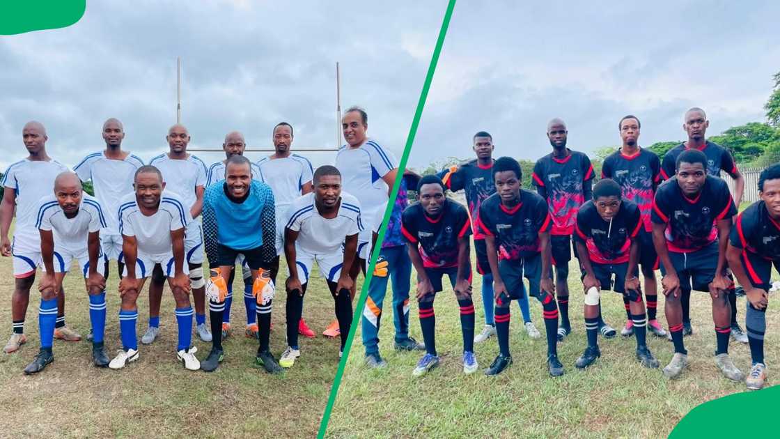 uMfolozi College football club students in the field.