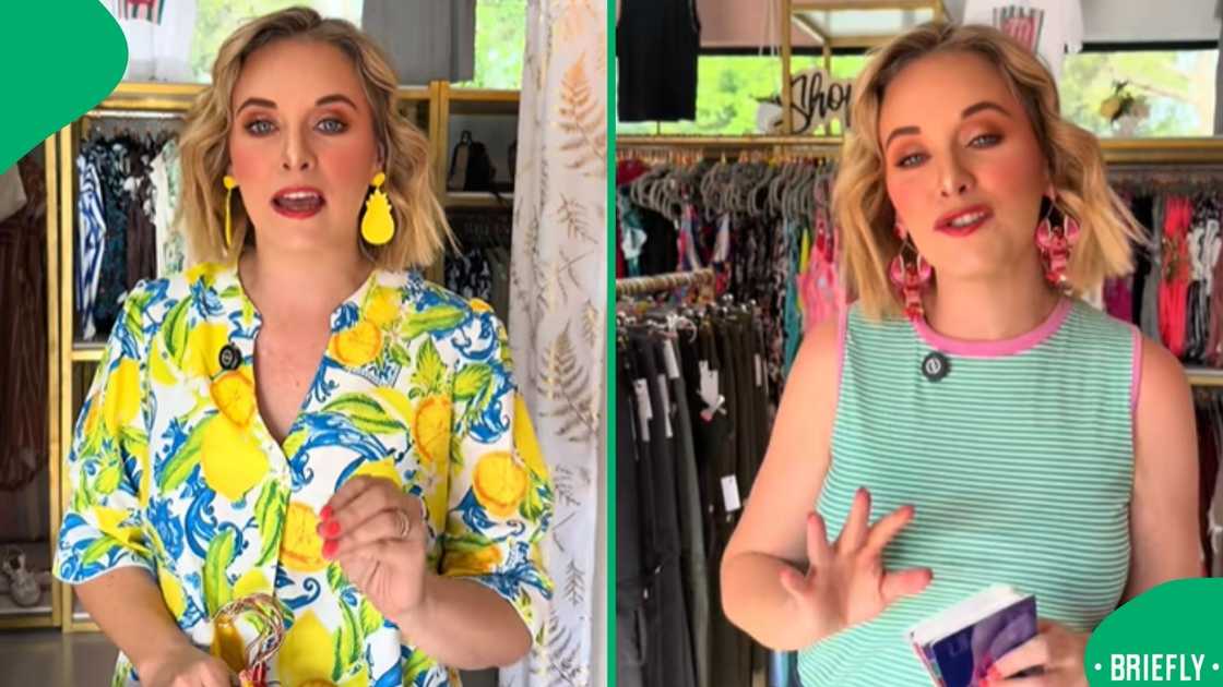 The visual on the left showed the shopping queen in a closet