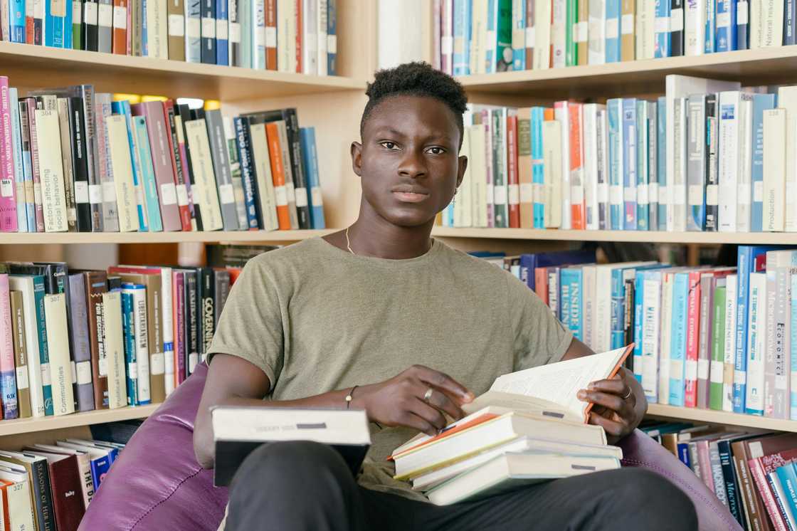 A student in the library