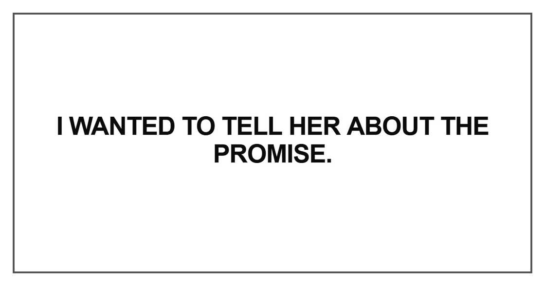 I wanted to tell her about the promise I wanted to tell her about the promise
