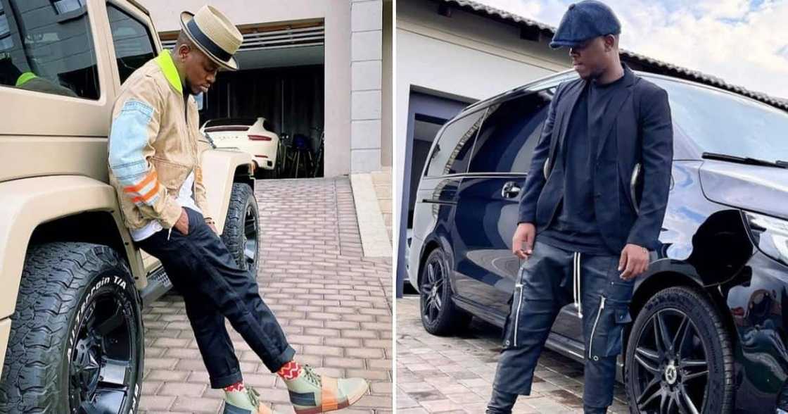 Murdah Bongz owns expensive cars including a Porsche Taycan with a cost of around R3.2 million. Image: @murdahbongz Murdah Bongz owns expensive cars including a Porsche Taycan with a cost of around R3.2 million. Image: @murdahbongz