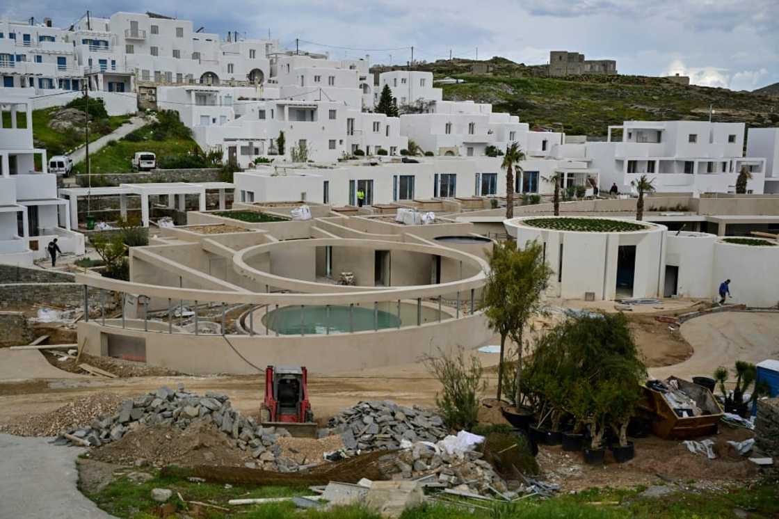 A new luxury hotel being built in Naoussa on the Greek Aegean island of Paros A new luxury hotel being built in Naoussa on the Greek Aegean island of Paros