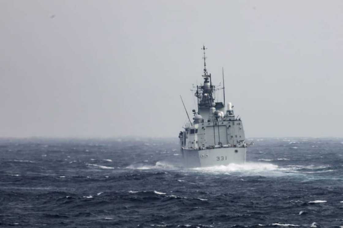 A US Navy photo shows Canadian frigate HMCS Vancouver in the Taiwan Strait during a routine transit A US Navy photo shows Canadian frigate HMCS Vancouver in the Taiwan Strait during a routine transit