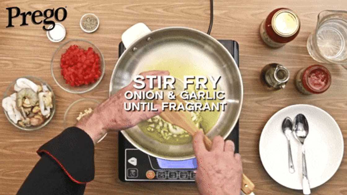 Cook onions in olive oil Cook onions in olive oil
