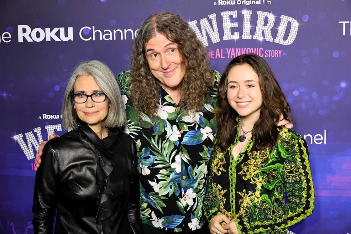 Al, Suzanne, and Nina during the 'Weird: The Al Yankovic Story' New York Premiere at Alamo Drafthouse Cinema in November 2022.