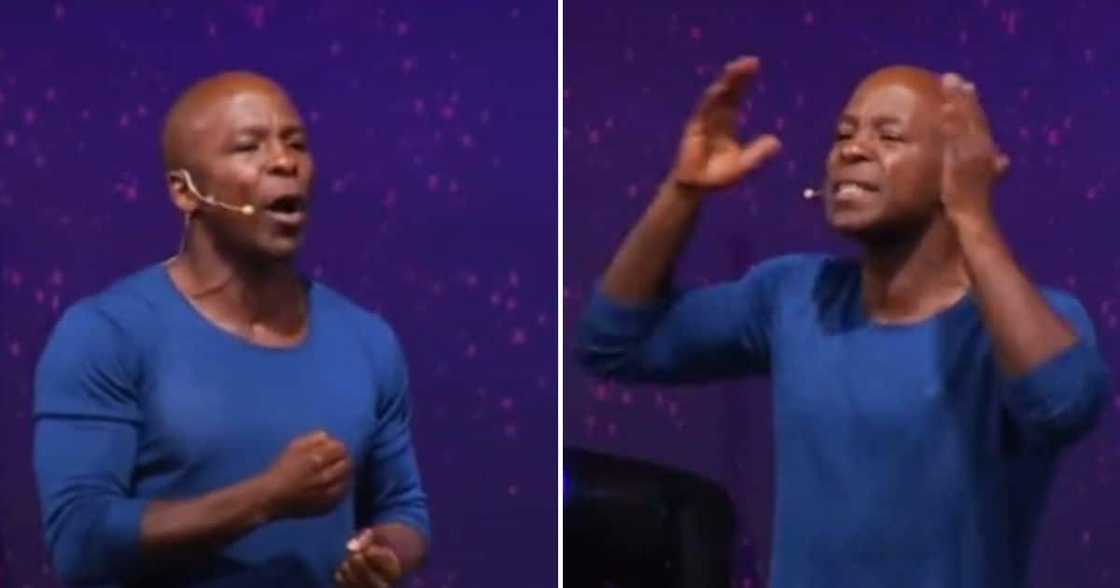 Kabelo Mabalane gave a moving sermon at Rhema Bible Church