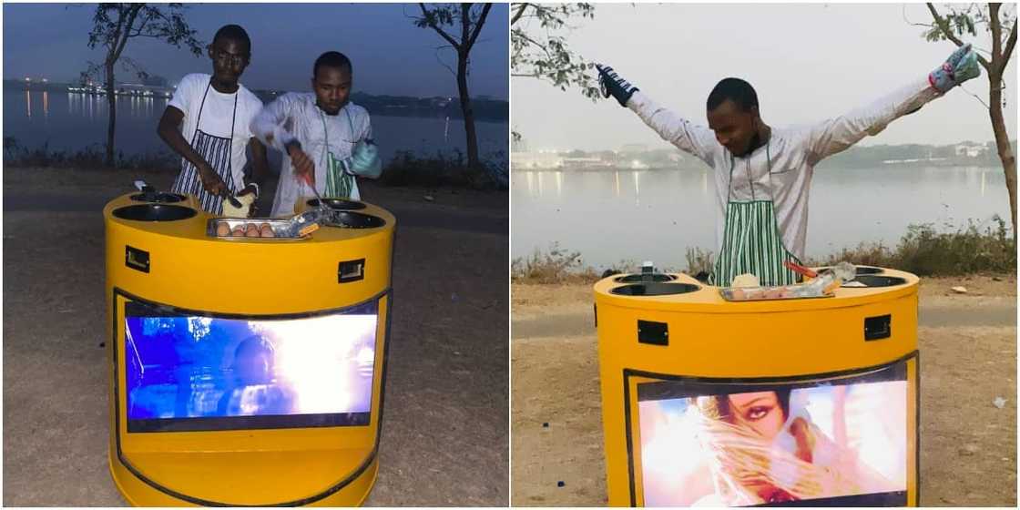 Nigerian man builds solar-powered cooker that has television, many react Nigerian man builds solar-powered cooker that has television, many react