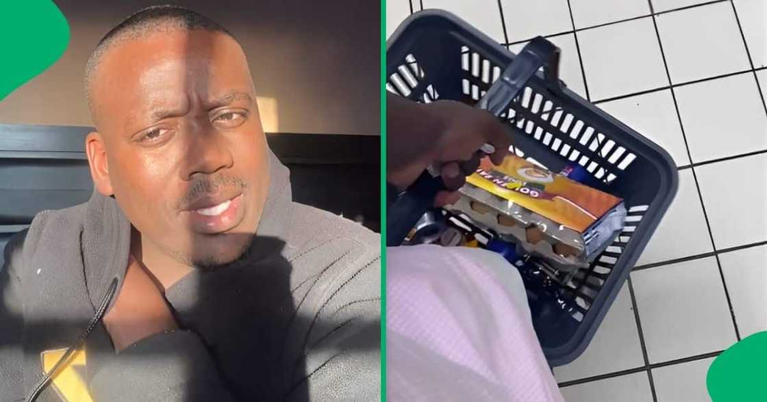 A South African man, Wandile Sphelele, shared a relatable TikTok video about grocery shopping struggles A South African man, Wandile Sphelele, shared a relatable TikTok video about grocery shopping struggles