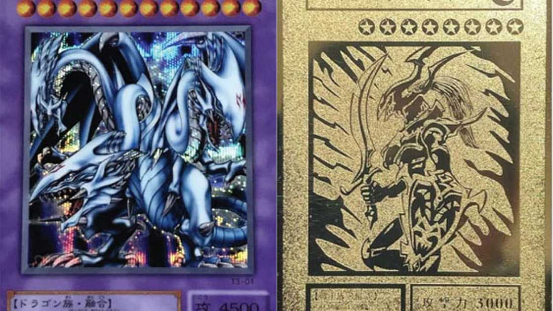 Blue-Eyes Ultimate Dragon and Black Luster Soldier cards