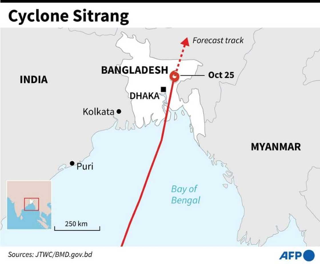 Cyclone Sitrang slammed into Bangladesh late Monday