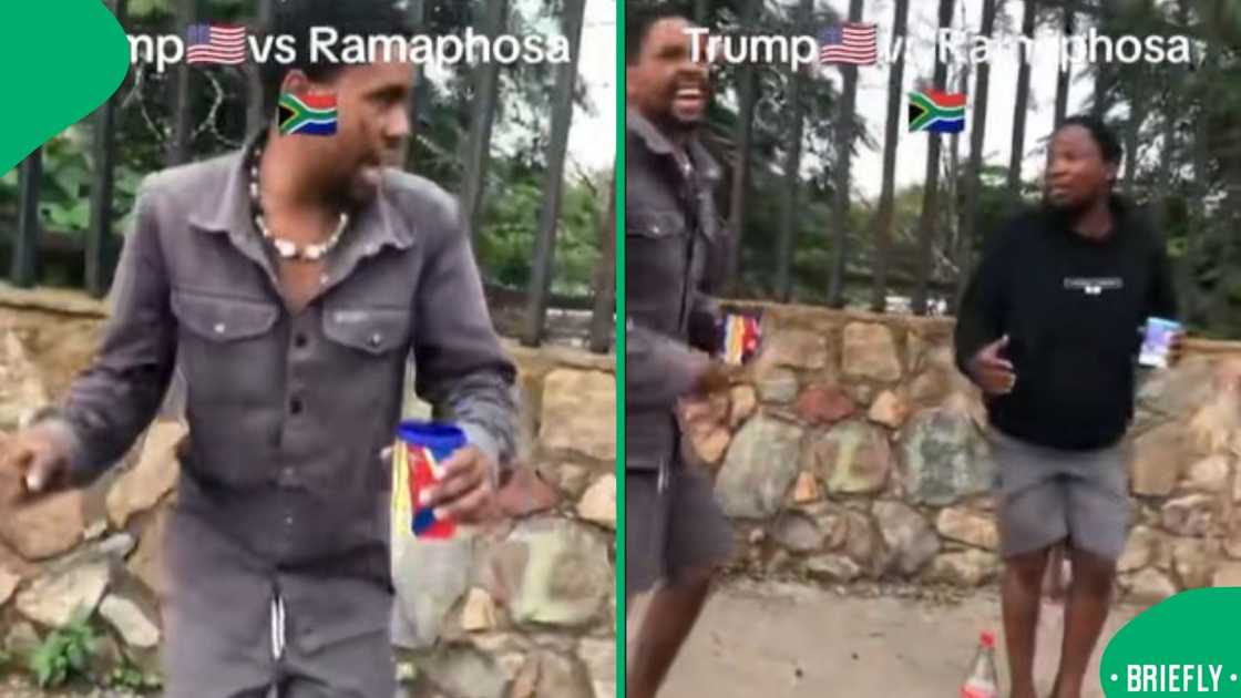 A screenshot from the video showed the two men singing and vibing about the drama between Donald Trump and Cyril Ramaphosa