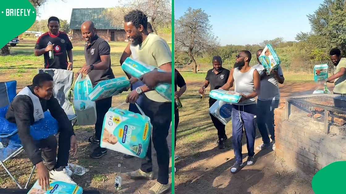 A group of men captured the attention of South Africans with their baby shower celebration. A group of men captured the attention of South Africans with their baby shower celebration.