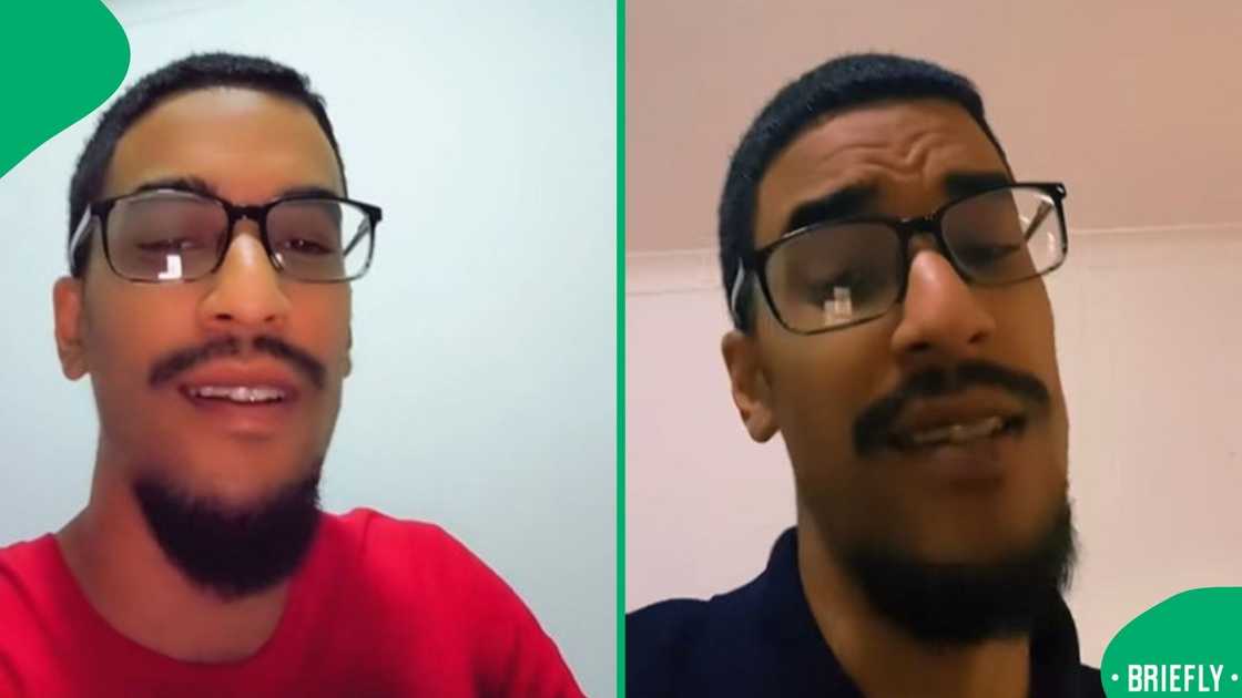 A collage of close-up shots of a man talking, framed against simple indoor backgrounds