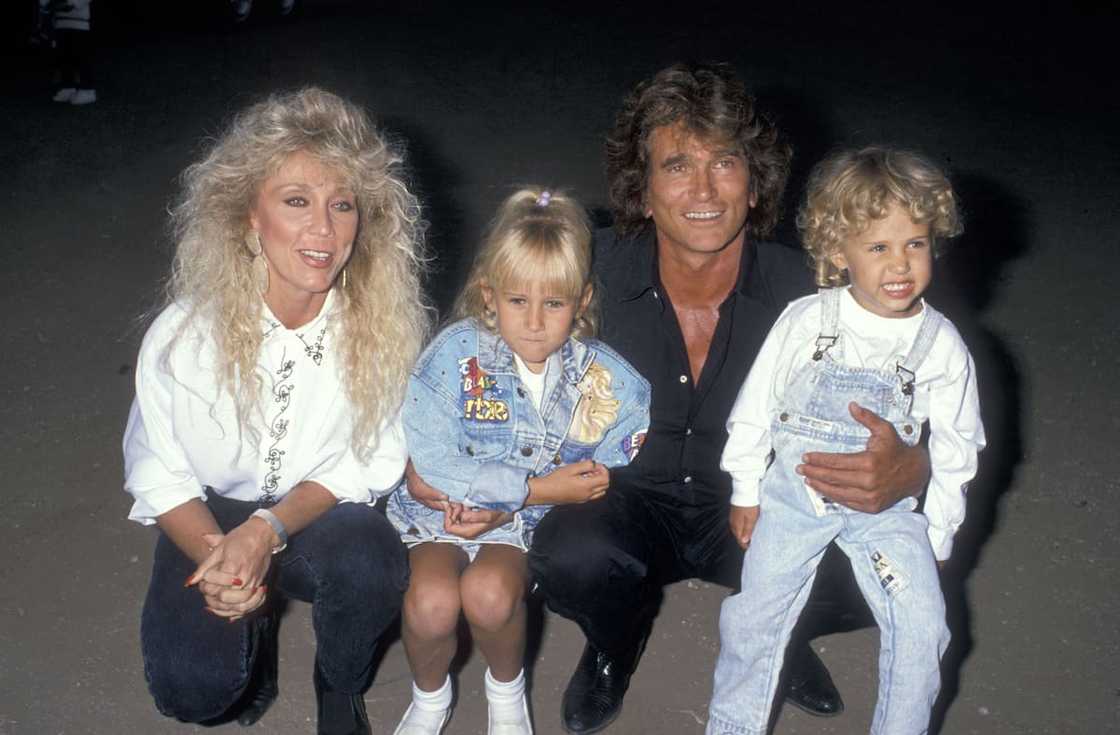 Actor Michael Landon with his wife Cindy and their kids Jennifer and Sean during the Third Annual Moonlight Roundup Extravaganza to Benefit Free Arts for Abused Children on 29 July 1989. Actor Michael Landon with his wife Cindy and their kids Jennifer and Sean during the Third Annual Moonlight Roundup Extravaganza to Benefit Free Arts for Abused Children on 29 July 1989.