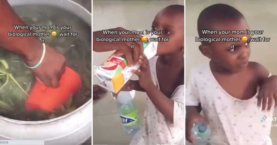 Mom gives sick child spinach water Mom gives sick child spinach water