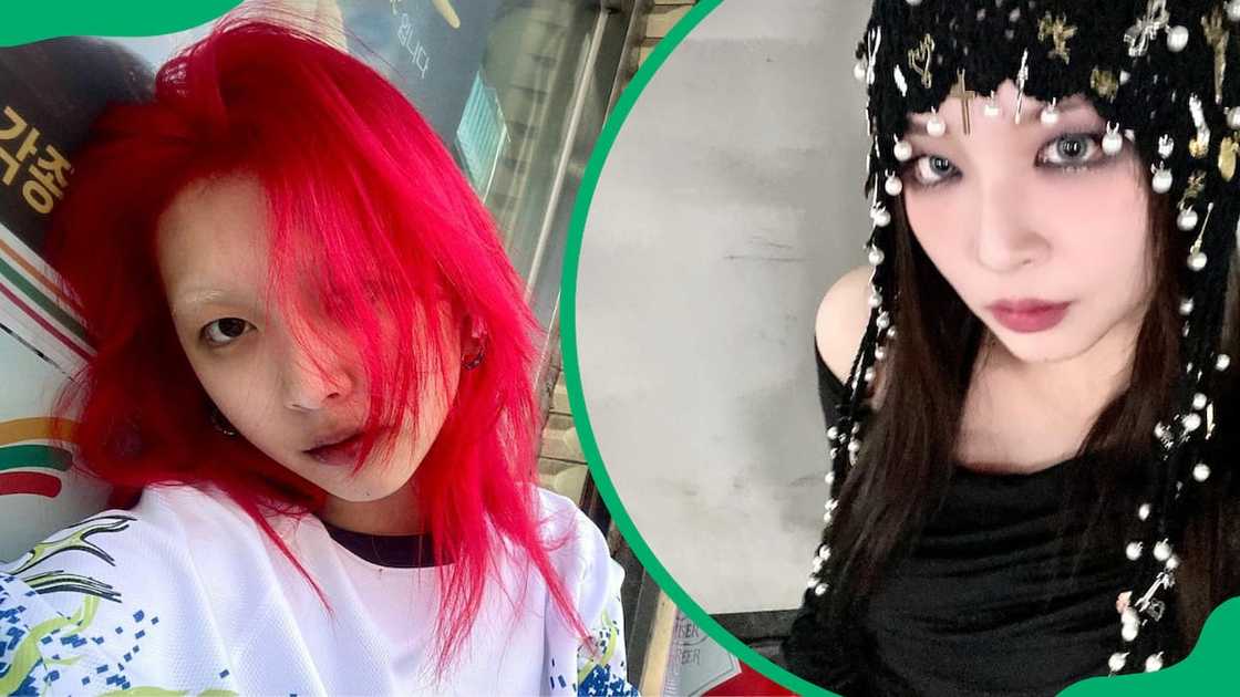 Ji-woo in a white shirt with colourful designs (L). The dancer with long dark hair (R) Ji-woo in a white shirt with colourful designs (L). The dancer with long dark hair (R)