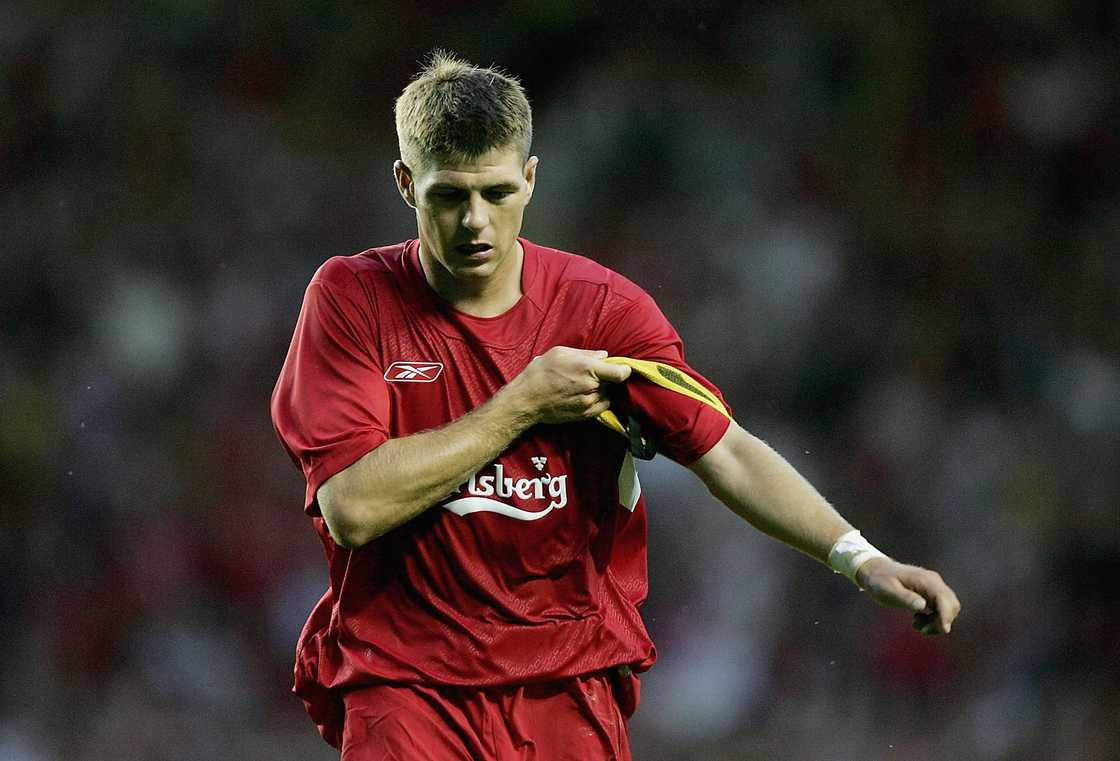 Steven Gerrard of Liverpool against TNS at Anfield Steven Gerrard of Liverpool against TNS at Anfield