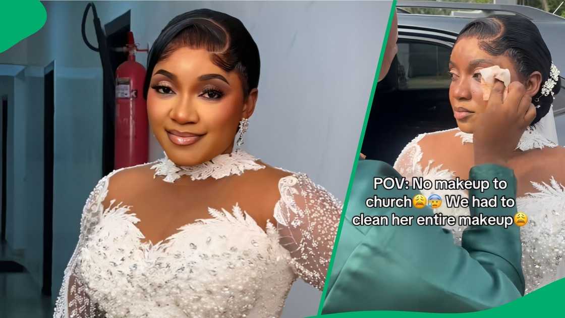 The bride had earlier enjoyed a full glam photoshoot with her husband before the religious service began