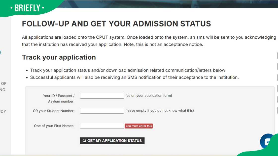 Cape Peninsula University of Technology track application