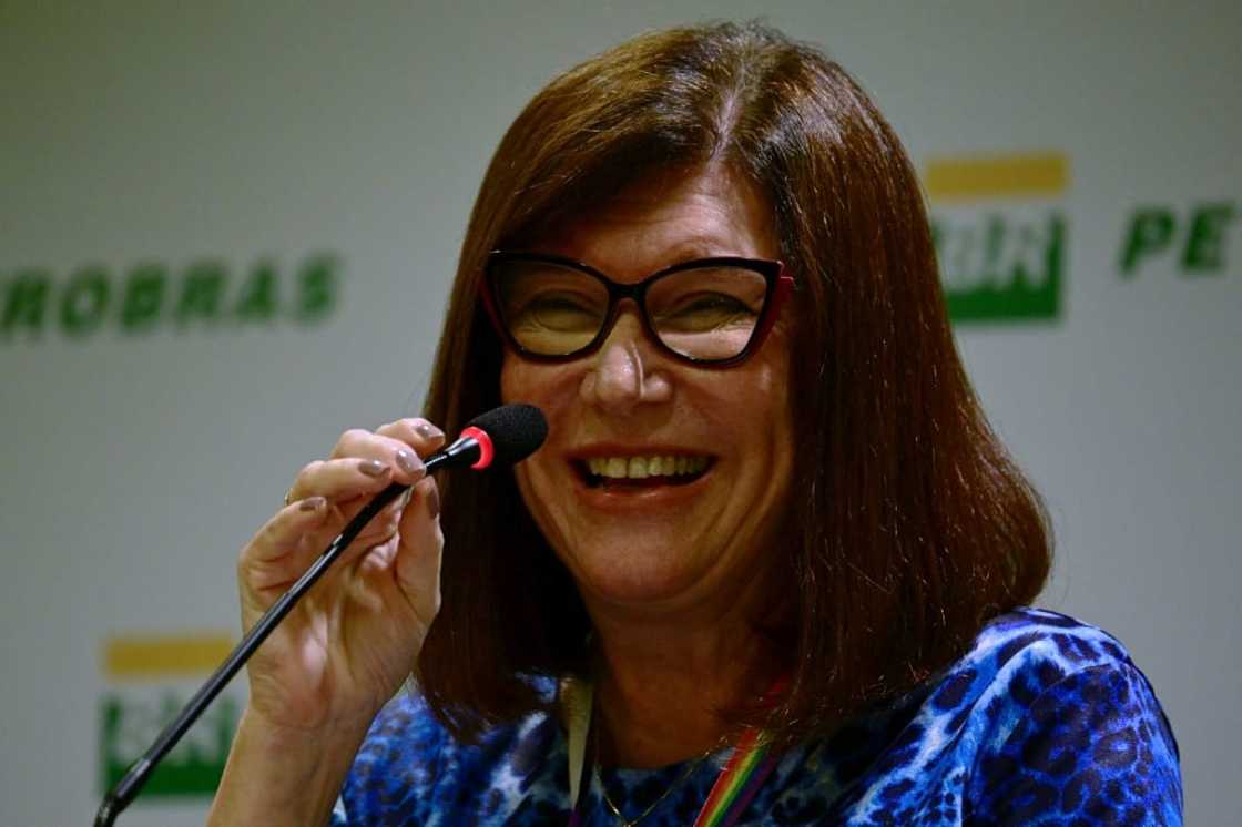 Brazilian oil and gas company Petrobras President Magda Chambriard gestures during a press conference in Rio de Janeiro on May 27, 2024 Brazilian oil and gas company Petrobras President Magda Chambriard gestures during a press conference in Rio de Janeiro on May 27, 2024