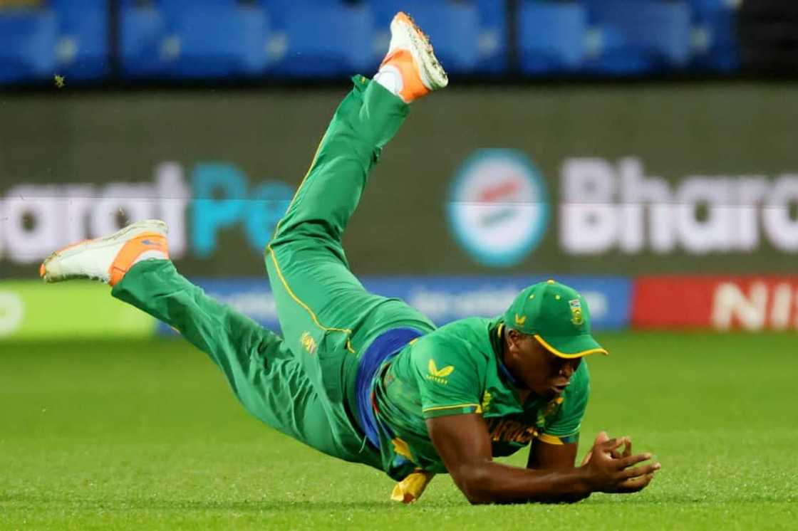 South Africa's Lungi Ngidi drops a catch against Zimbabwe