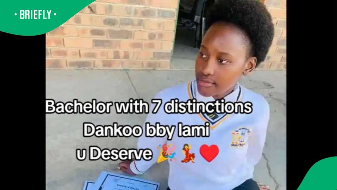 A girl got seven distinctions. A girl got seven distinctions.