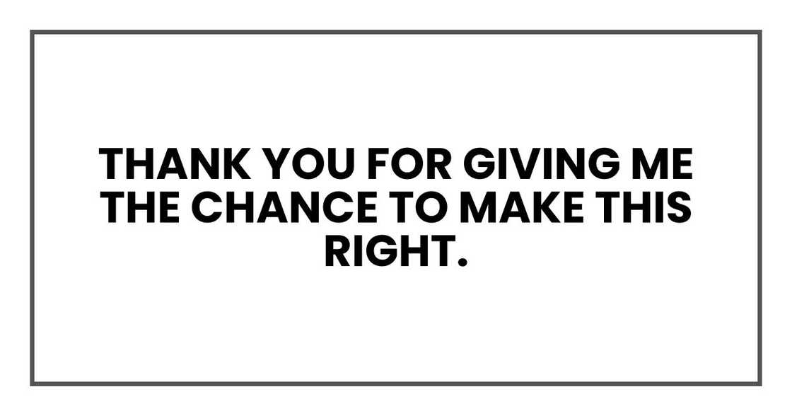 thank you for giving me the chance to make this right.