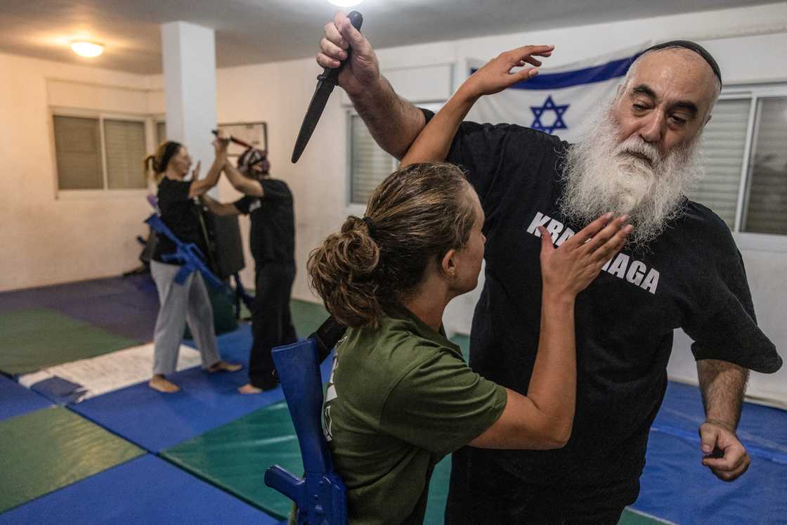 Participants train in Krav Maga