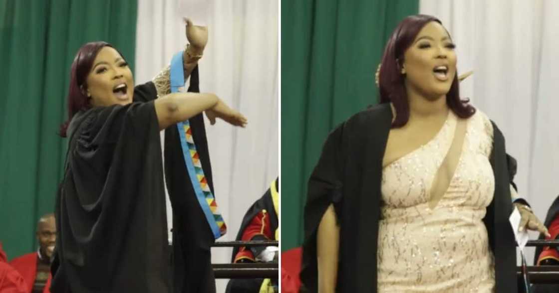 A beautiful lady broke out into a song of praise at a UKZN graduation. A beautiful lady broke out into a song of praise at a UKZN graduation.