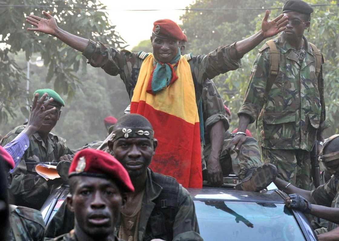 Capitain Moussa Dadis Camara after taking power in a December 2008 coup Capitain Moussa Dadis Camara after taking power in a December 2008 coup
