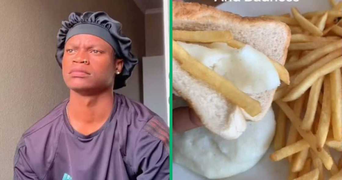 TikTok video of young man's boy dinner of carbohydrates