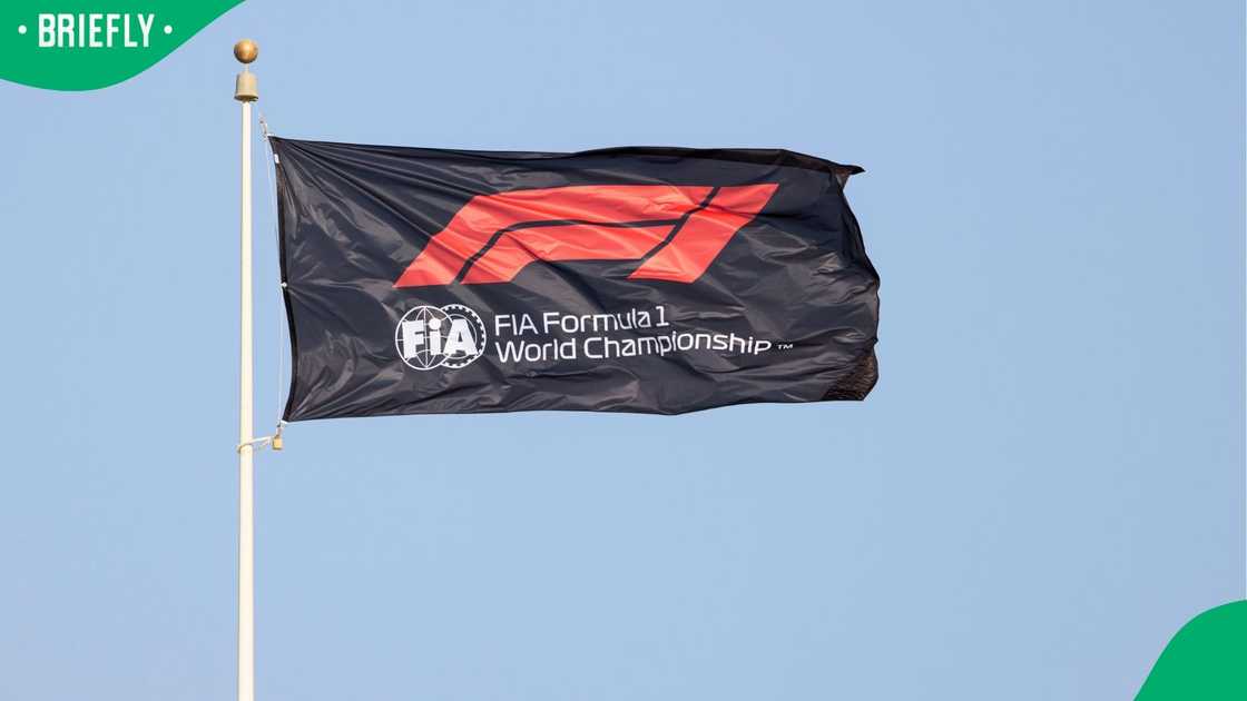 The flag with the F1 logo, FIA logo and the inscription FIA Formula 1 World Championship