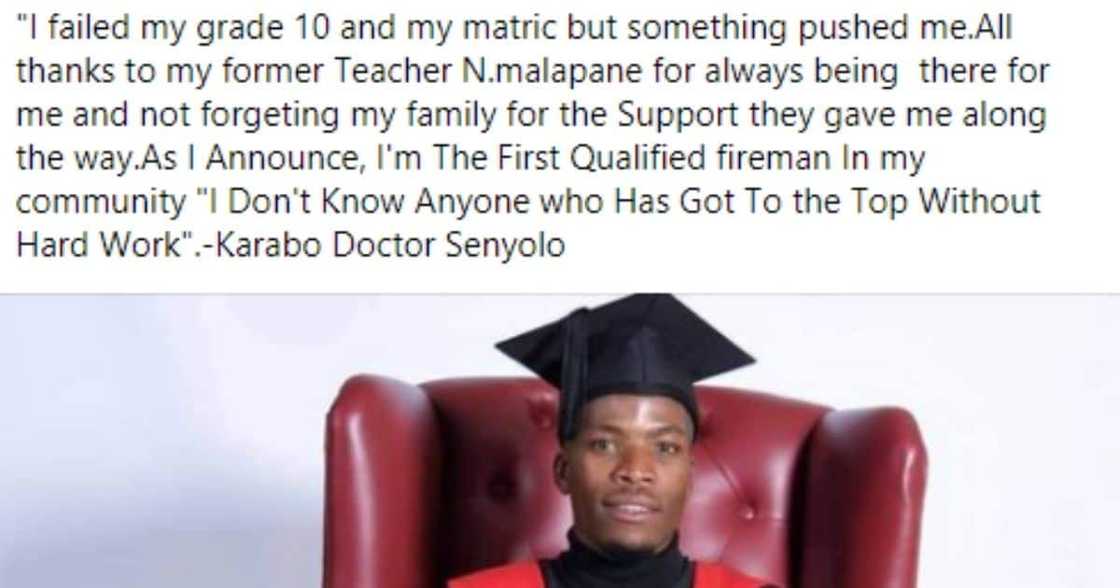 South Africans are feeling inspired by a man who has just qualified as a firefighter. Image: @VarsityWorld/Facebook South Africans are feeling inspired by a man who has just qualified as a firefighter. Image: @VarsityWorld/Facebook