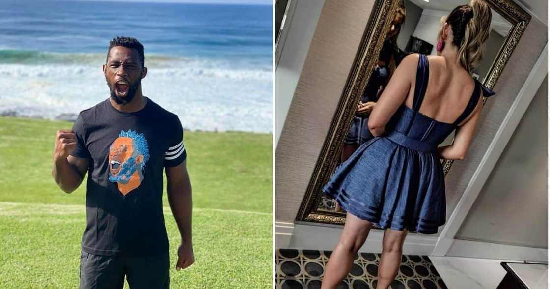 Siya Kolisi's picture showing his wife, Rachel, in a stunning outfit is loved by social media fans. Image: Instagram Siya Kolisi's picture showing his wife, Rachel, in a stunning outfit is loved by social media fans. Image: Instagram
