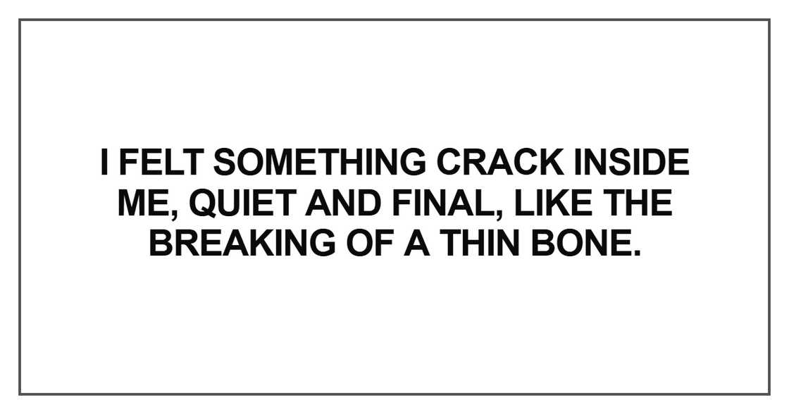 I felt something crack inside me