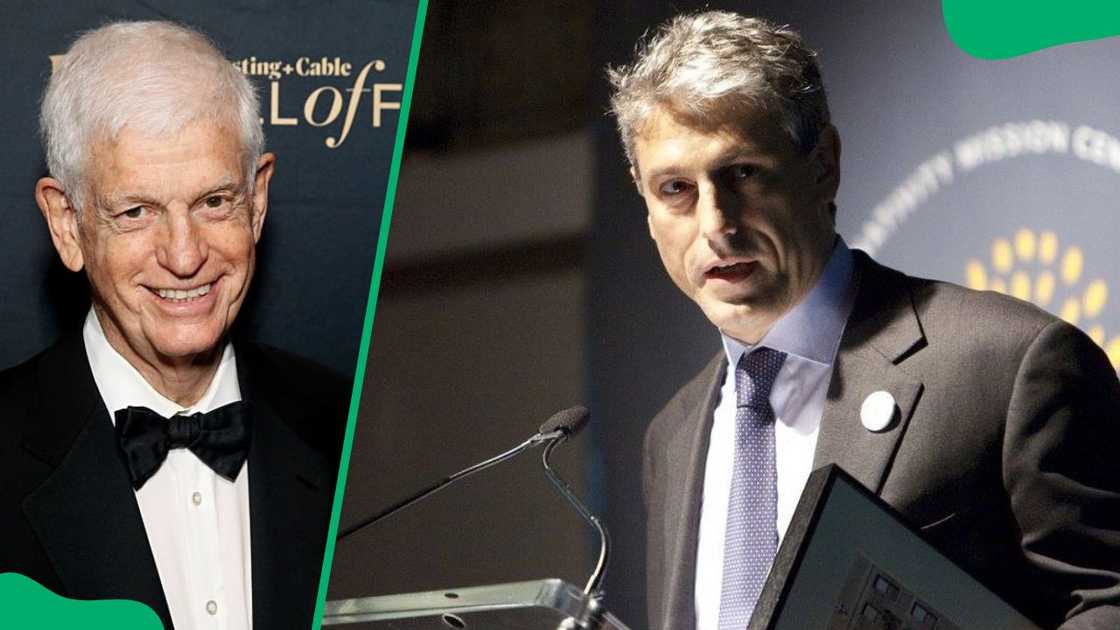 Mario Gabelli at the 2024 Annual Broadcasting and Cable Hall of Fame Awards (L). The investor addressing an audience (R)