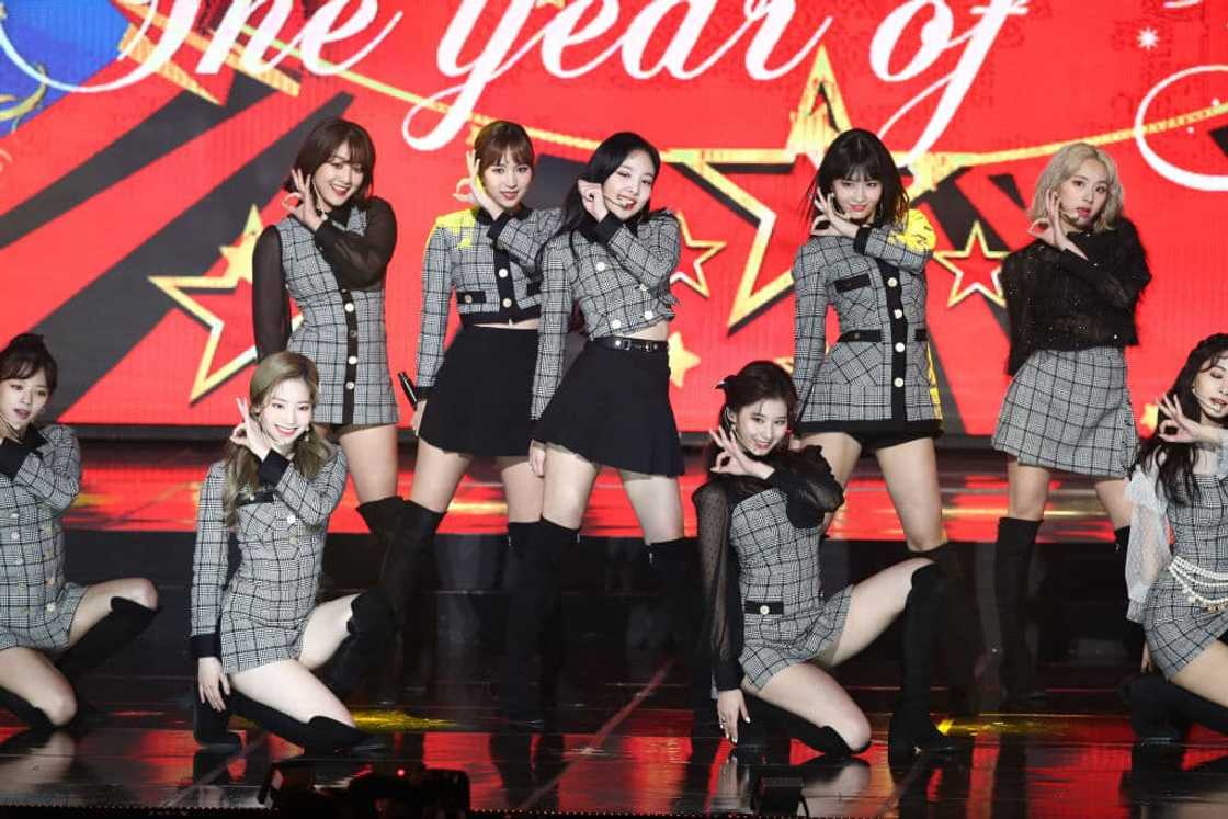 Girl group TWICE performing on stage Girl group TWICE performing on stage