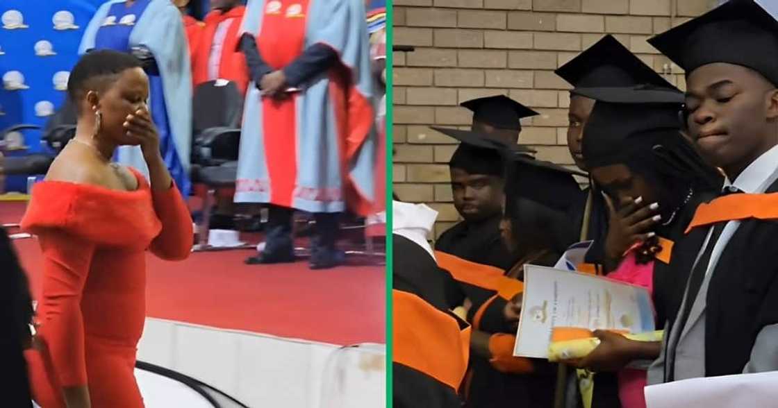 Graduates broke down in tears during a ceremony at the University of Limpopo Graduates broke down in tears during a ceremony at the University of Limpopo