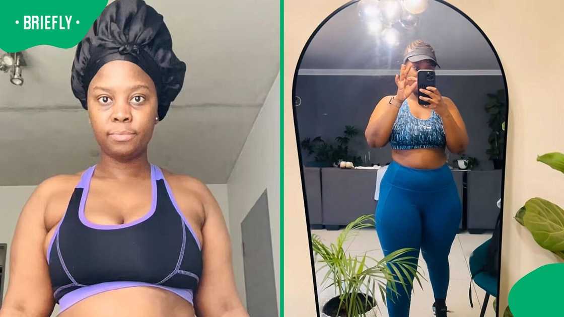 A woman showcased her massive weight loss transformation. A woman showcased her massive weight loss transformation.