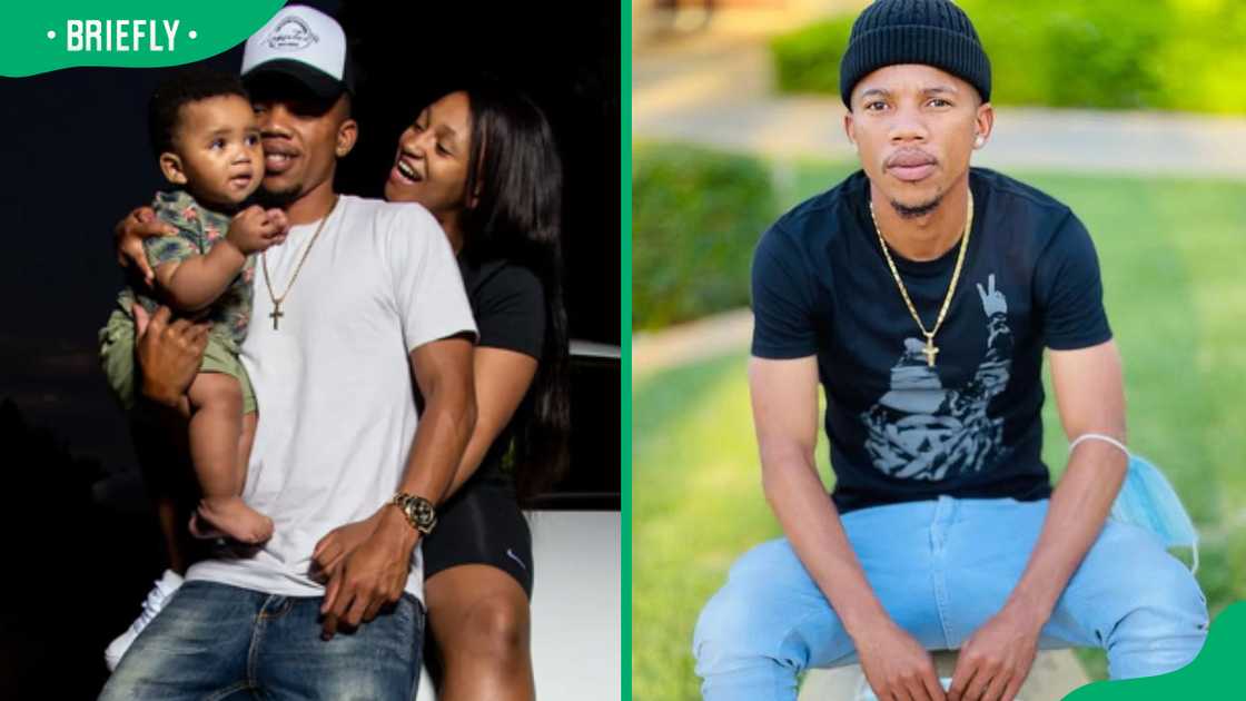 Tebogo Potsane, his girlfriend, and his baby Tebogo Potsane, his girlfriend, and his baby