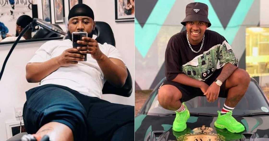 Cassper Nyovest, accused of trying, to get, Andile Mpisane, to promote, his sneakers Cassper Nyovest, accused of trying, to get, Andile Mpisane, to promote, his sneakers
