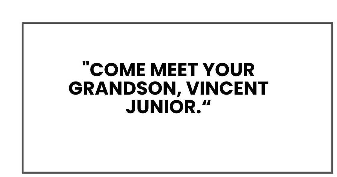 Come meet your grandson, Vincent Junior.