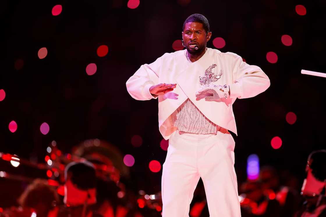 Usher performs onstage during the Apple Music Super Bowl LVIII Halftime Show