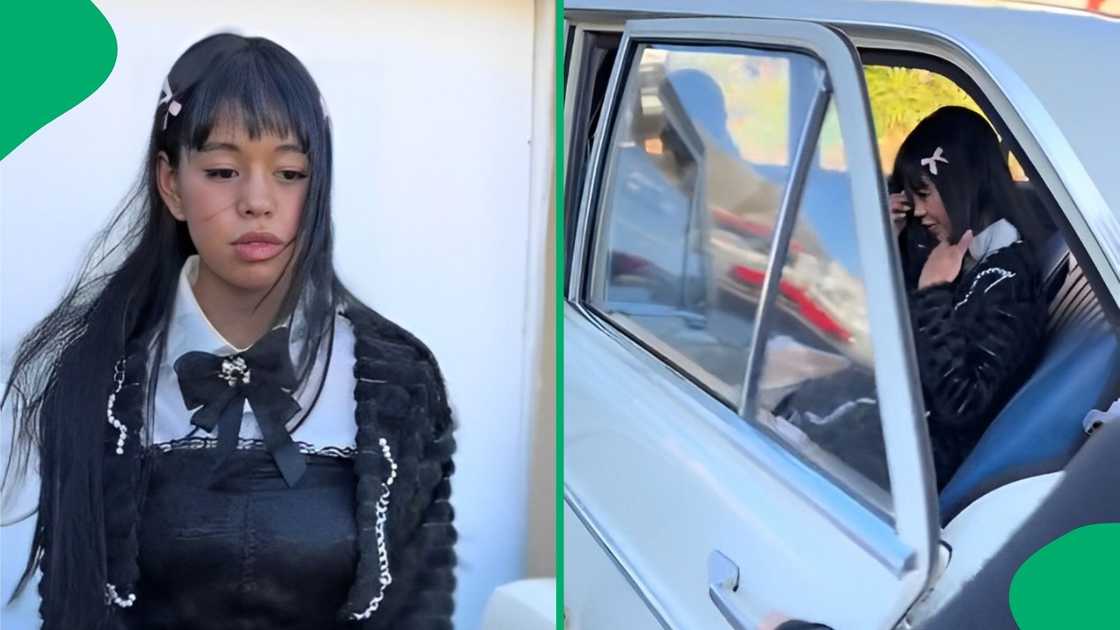 A girl wore an anime-inspired outfit to her matric dance. A girl wore an anime-inspired outfit to her matric dance.