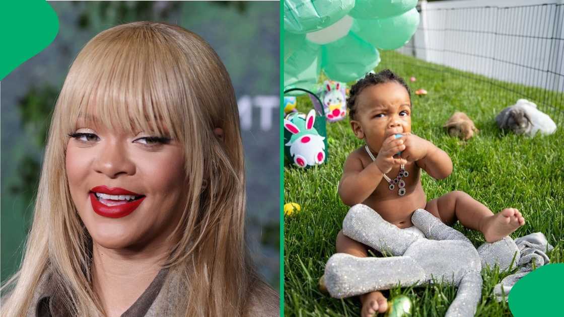 Singer and businesswoman Rihanna shares a clip of her son getting up to funny infant boy behaviour