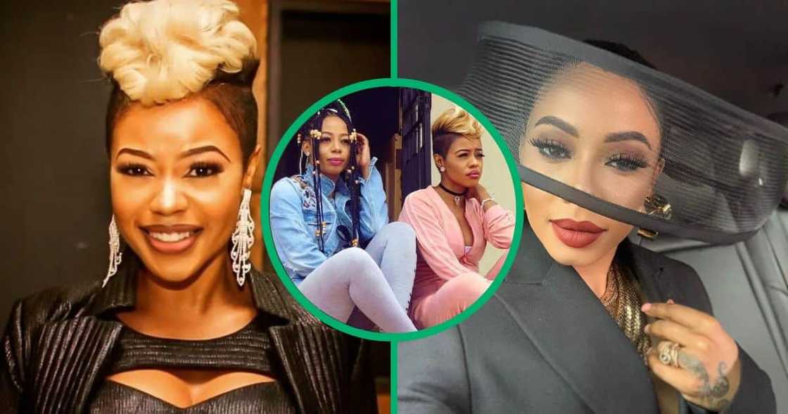 Musicians and siblings Kelly Khumalo and Zandie Khumalo-Gumede. Musicians and siblings Kelly Khumalo and Zandie Khumalo-Gumede.