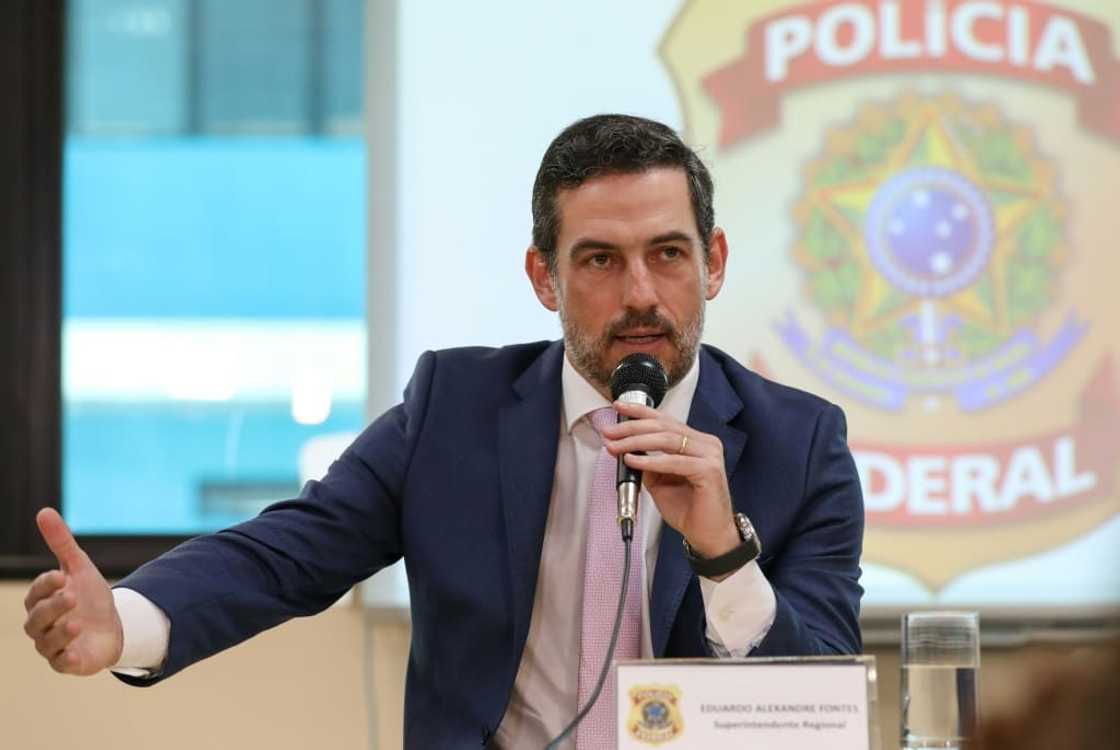 Eduardo Alexandre Fontes, chief of Brazil's Federal Police in Amazonas state, speaks during a news conference on July 8, 2022 Eduardo Alexandre Fontes, chief of Brazil's Federal Police in Amazonas state, speaks during a news conference on July 8, 2022