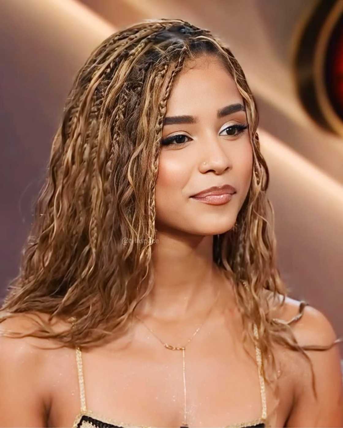 Tyla enjoys braiding her hair and usually opts for gypsy-style box braids Tyla enjoys braiding her hair and usually opts for gypsy-style box braids
