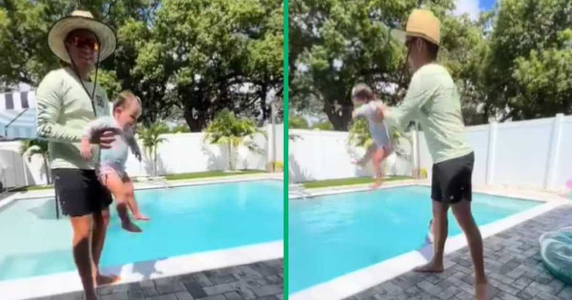 Twitter video that's making waves across social media, a toddler is tossed into a pool without floaties Twitter video that's making waves across social media, a toddler is tossed into a pool without floaties
