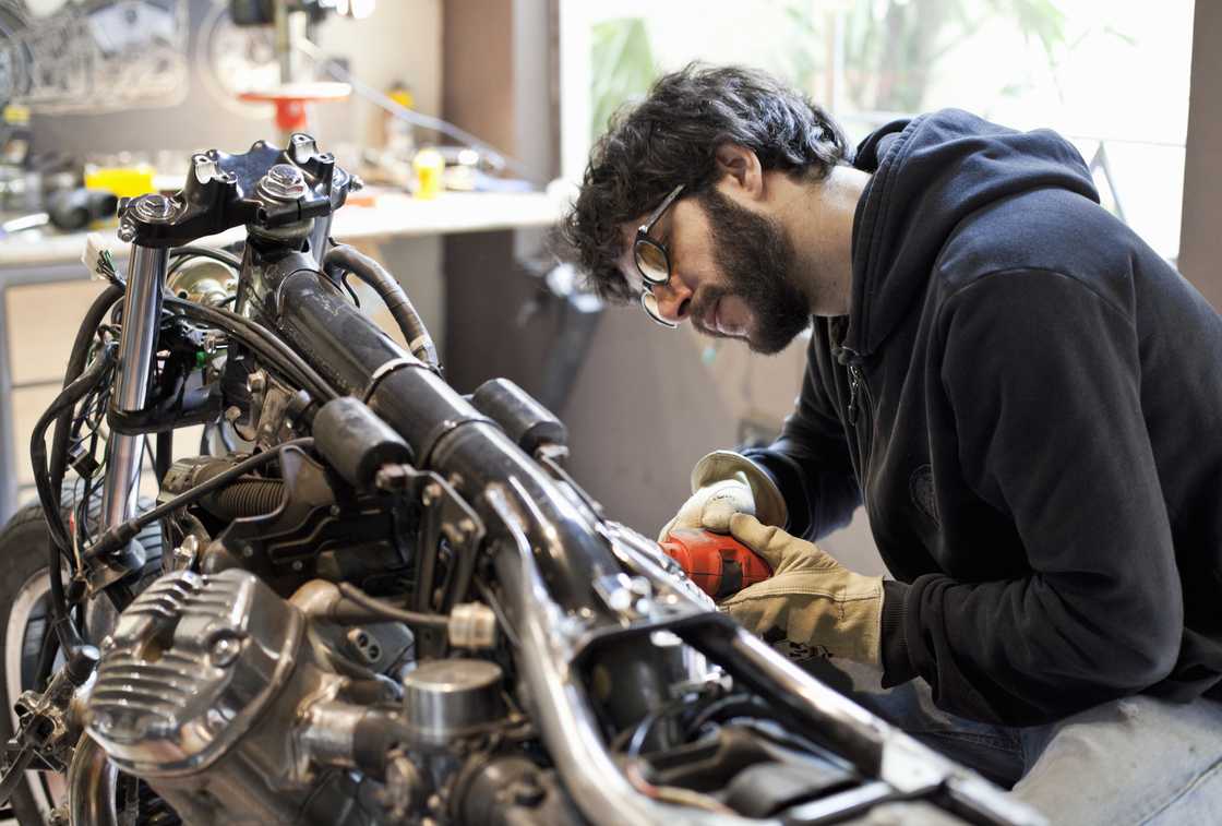 A mechanic in a garage